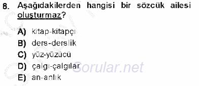 Genel Dilbilim 1 2013 - 2014 Ara Sınavı 8.Soru