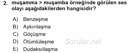 Türk Dili 1 2015 - 2016 Tek Ders Sınavı 2.Soru