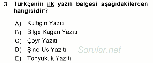 Türk Dili 1 2015 - 2016 Tek Ders Sınavı 3.Soru