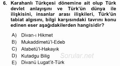 Türk Dili 1 2015 - 2016 Tek Ders Sınavı 6.Soru