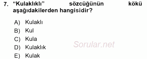 Türk Dili 1 2015 - 2016 Tek Ders Sınavı 7.Soru