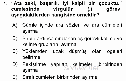 Türk Dili 2 2015 - 2016 Ara Sınavı 1.Soru