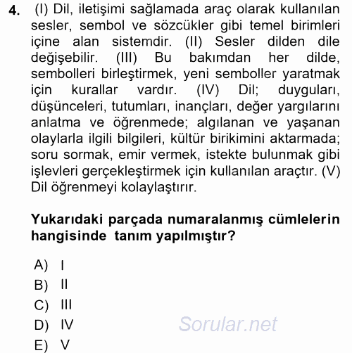 Türk Dili 2 2015 - 2016 Ara Sınavı 4.Soru
