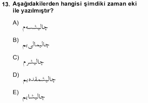 Osmanlı Türkçesi 1 2014 - 2015 Ara Sınavı 13.Soru