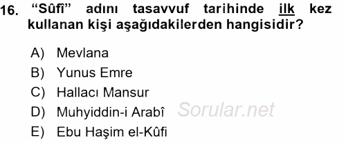 Türk Halk Şiiri 2015 - 2016 Ara Sınavı 16.Soru