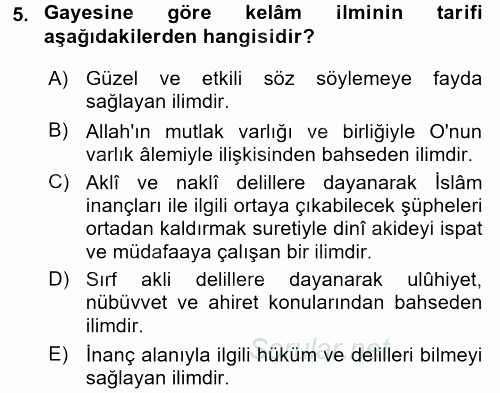 Kelam'A Giriş 2015 - 2016 Ara Sınavı 5.Soru