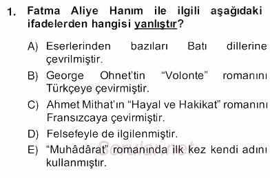 Tanzimat Dönemi Türk Edebiyatı 2 2013 - 2014 Ara Sınavı 1.Soru