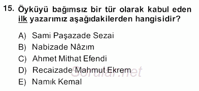 Tanzimat Dönemi Türk Edebiyatı 2 2013 - 2014 Ara Sınavı 15.Soru