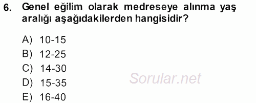 Osmanlı Merkez ve Taşra Teşkilatı 2013 - 2014 Ara Sınavı 6.Soru