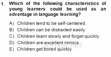 Çocuklara Yabancı Dil Öğretimi 1 2014 - 2015 Ara Sınavı 1.Soru