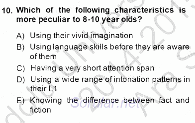 Çocuklara Yabancı Dil Öğretimi 1 2014 - 2015 Ara Sınavı 10.Soru