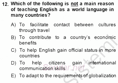 Çocuklara Yabancı Dil Öğretimi 1 2014 - 2015 Ara Sınavı 12.Soru