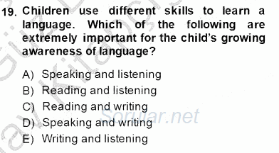 Çocuklara Yabancı Dil Öğretimi 1 2014 - 2015 Ara Sınavı 19.Soru