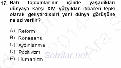 Batı Edebiyatında Akımlar 1 2014 - 2015 Ara Sınavı 17.Soru