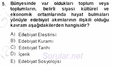 Batı Edebiyatında Akımlar 1 2014 - 2015 Ara Sınavı 5.Soru