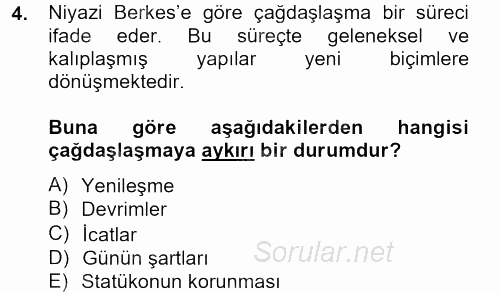 Türk Sosyologları 2012 - 2013 Dönem Sonu Sınavı 4.Soru