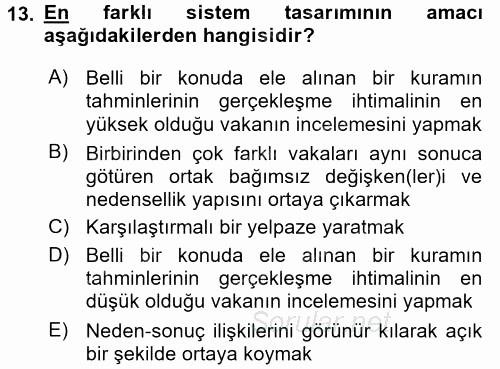 Uluslararası İlişkilerde Araştırma Yöntemleri 2017 - 2018 Ara Sınavı 13.Soru