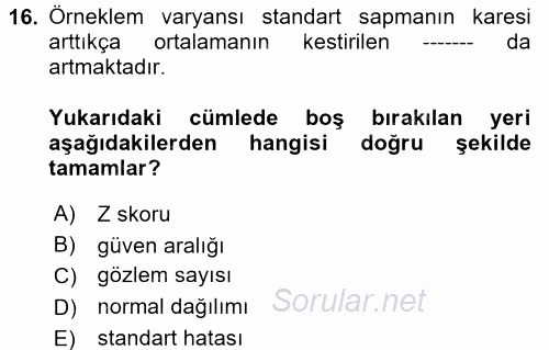 Uluslararası İlişkilerde Araştırma Yöntemleri 2017 - 2018 Ara Sınavı 16.Soru