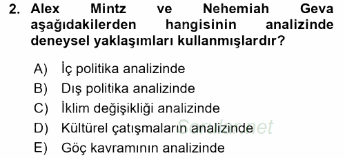 Uluslararası İlişkilerde Araştırma Yöntemleri 2017 - 2018 Ara Sınavı 2.Soru