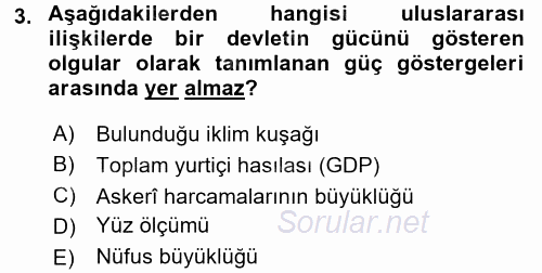 Uluslararası İlişkilerde Araştırma Yöntemleri 2017 - 2018 Ara Sınavı 3.Soru