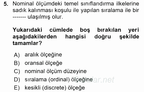 Uluslararası İlişkilerde Araştırma Yöntemleri 2017 - 2018 Ara Sınavı 5.Soru