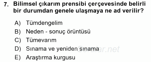 Uluslararası İlişkilerde Araştırma Yöntemleri 2017 - 2018 Ara Sınavı 7.Soru