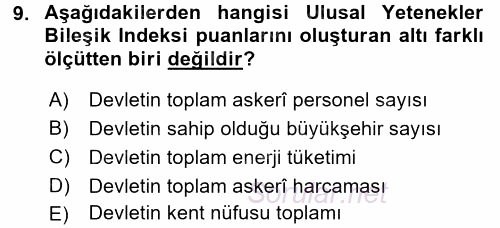 Uluslararası İlişkilerde Araştırma Yöntemleri 2017 - 2018 Ara Sınavı 9.Soru