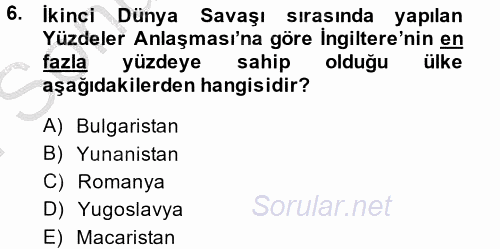 Balkanlar´da Siyaset 2014 - 2015 Dönem Sonu Sınavı 6.Soru
