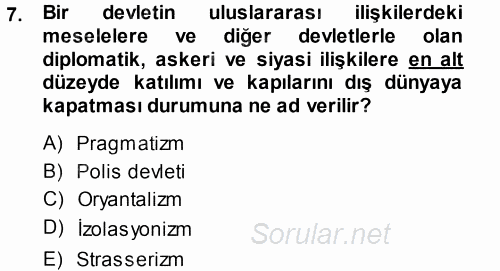 Balkanlar´da Siyaset 2014 - 2015 Dönem Sonu Sınavı 7.Soru