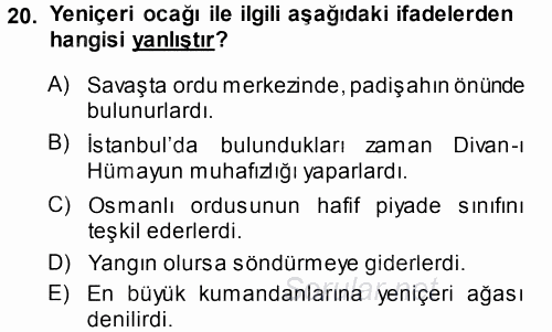 Türk İdare Tarihi 2013 - 2014 Ara Sınavı 20.Soru