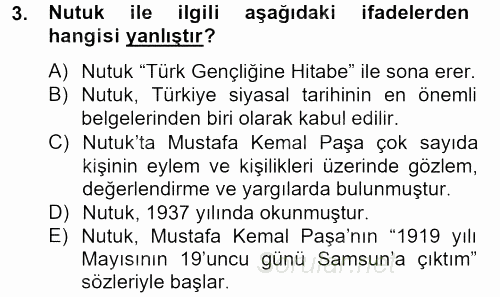 Türkiye Cumhuriyeti Siyasî Tarihi 2012 - 2013 Dönem Sonu Sınavı 3.Soru