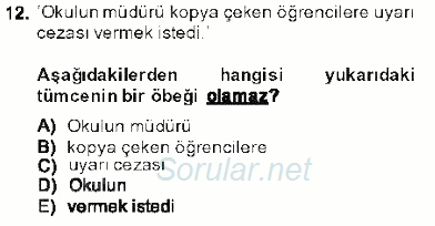 Genel Dilbilim 1 2013 - 2014 Dönem Sonu Sınavı 12.Soru