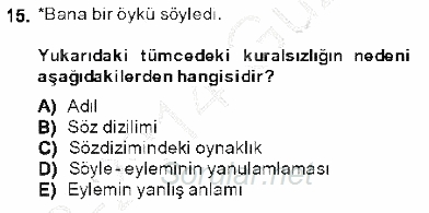 Genel Dilbilim 1 2013 - 2014 Dönem Sonu Sınavı 15.Soru