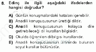 Genel Dilbilim 1 2013 - 2014 Dönem Sonu Sınavı 8.Soru