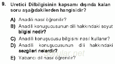 Genel Dilbilim 1 2013 - 2014 Dönem Sonu Sınavı 9.Soru