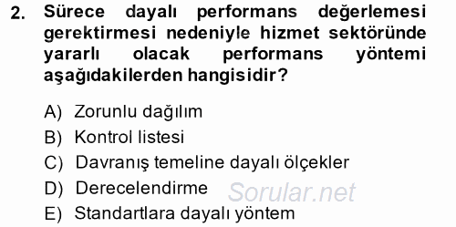 Performans ve Kariyer Yönetimi 2014 - 2015 Dönem Sonu Sınavı 2.Soru