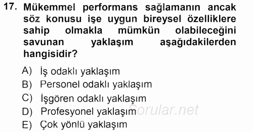 Yönetici Asistanlığı 2014 - 2015 Tek Ders Sınavı 17.Soru