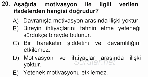 Yönetici Asistanlığı 2014 - 2015 Tek Ders Sınavı 20.Soru
