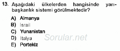 Türk Anayasa Hukuku 2012 - 2013 Tek Ders Sınavı 13.Soru