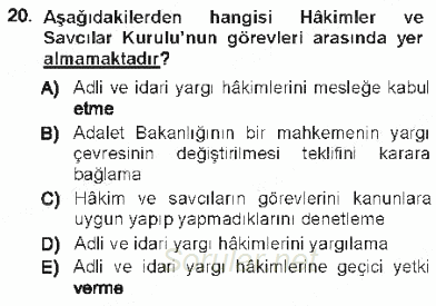 Türk Anayasa Hukuku 2012 - 2013 Tek Ders Sınavı 20.Soru