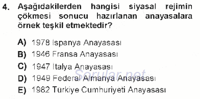 Türk Anayasa Hukuku 2012 - 2013 Tek Ders Sınavı 4.Soru