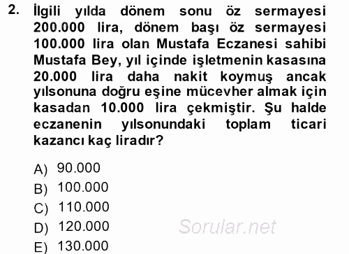 Türk Vergi Sistemi 2014 - 2015 Tek Ders Sınavı 2.Soru
