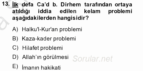 Kelam'A Giriş 2014 - 2015 Ara Sınavı 13.Soru
