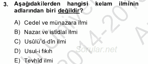 Kelam'A Giriş 2014 - 2015 Ara Sınavı 3.Soru