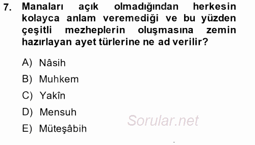 Kelam'A Giriş 2014 - 2015 Ara Sınavı 7.Soru