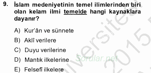 Kelam'A Giriş 2014 - 2015 Ara Sınavı 9.Soru