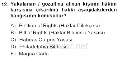 Temel İnsan Hakları Bilgisi 1 2014 - 2015 Ara Sınavı 12.Soru