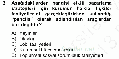 Halkla İlişkiler Yazarlığı 2012 - 2013 Ara Sınavı 3.Soru