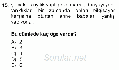 Türkçe Cümle Bilgisi 2 2013 - 2014 Ara Sınavı 15.Soru
