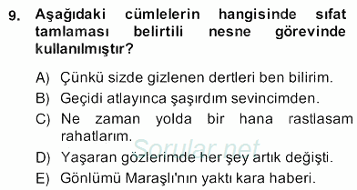 Türkçe Cümle Bilgisi 2 2013 - 2014 Ara Sınavı 9.Soru